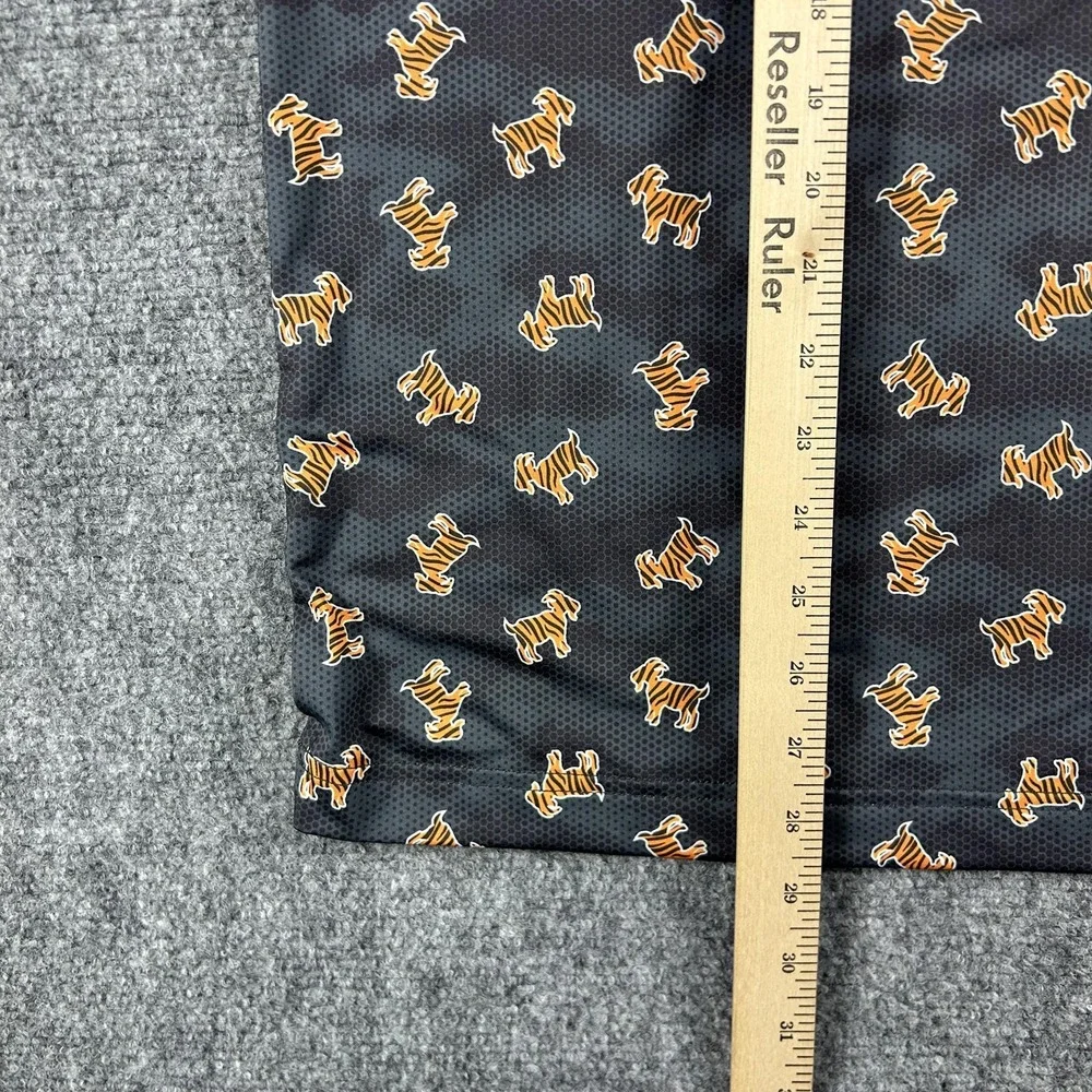 Waggle Polo Shirt Mens Large Gray Tiger Dog Print GOAT Golf Performance‎ Stretch - Picture 8 of 8
